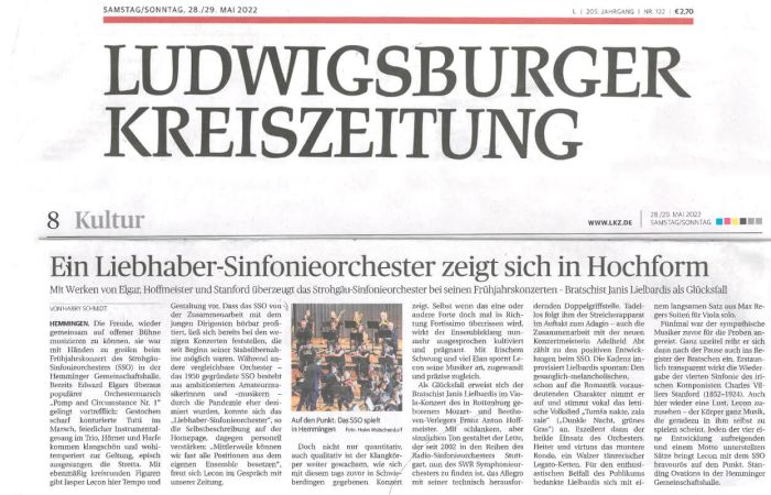Konzertkritik der LKZ vom 28./29. Mai 2022